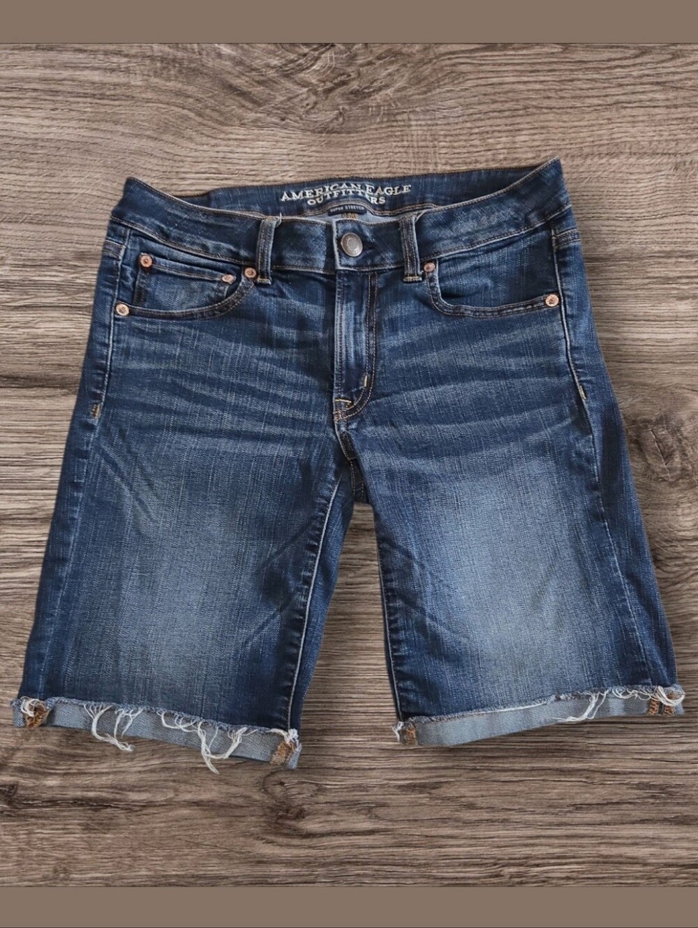 American Eagle Outfitters Skinny Bermuda Cuffed Raw Hem Denim Shorts 6